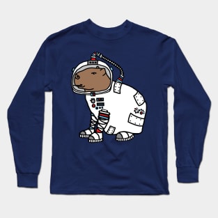 Capybara Astronaut Funny Animals in Space Long Sleeve T-Shirt